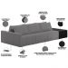 Sofá Ilha Modular Para Sala 342cm com Puff Dublin K01 Bouclê Cinza e Sintético Preto - Lyam Decor