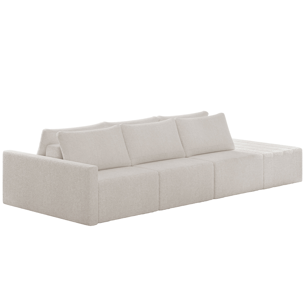 Sofá Ilha Modular Para Sala 342cm com Puff Dublin K01 Bouclê Creme - Lyam Decor