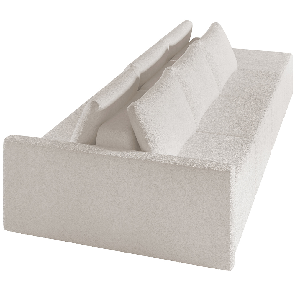 Sofá Ilha Modular Para Sala 342cm com Puff Dublin K01 Bouclê Creme - Lyam Decor