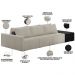 Sofá Ilha Modular Para Sala 342cm com Puff Dublin K01 Bouclê Creme e Sintético Preto - Lyam Decor