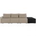 Sofá Ilha Modular Para Sala 342cm com Puff Dublin K01 Linho Bege e Sintético Preto - Lyam Decor