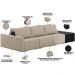 Sofá Ilha Modular Para Sala 342cm com Puff Dublin K01 Linho Bege e Sintético Preto - Lyam Decor