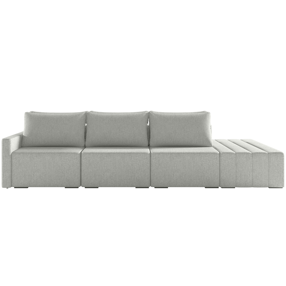 Sofá Ilha Modular Para Sala 342cm com Puff Dublin K01 Linho Cinza - Lyam Decor
