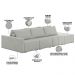 Sofá Ilha Modular Para Sala 342cm com Puff Dublin K01 Linho Cinza - Lyam Decor