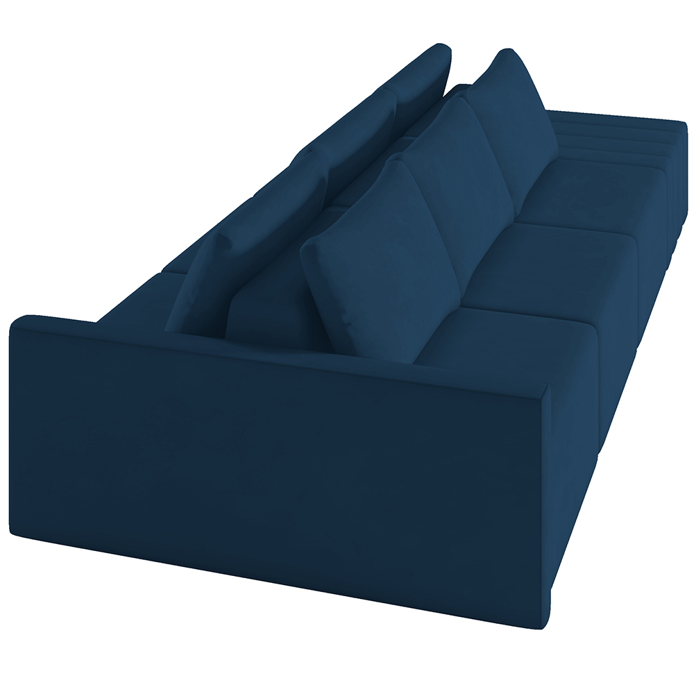 Sofá Ilha Modular Para Sala 342cm com Puff Dublin K01 Veludo Azul Marinho - Lyam Decor