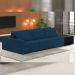 Sofá Ilha Modular Para Sala 342cm com Puff Dublin K01 Veludo Azul Marinho TA7028 e Sintético Preto TF7036