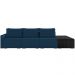 Sofá Ilha Modular Para Sala 342cm com Puff Dublin K01 Veludo Azul Marinho TA7028 e Sintético Preto TF7036