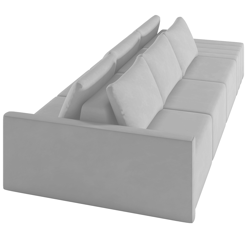 Sofá Ilha Modular Para Sala 342cm com Puff Dublin K01 Veludo Cinza - Lyam Decor