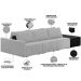Sofá Ilha Modular Para Sala 342cm com Puff Dublin K01 Veludo Cinza TA7030 e Sintético Preto TF7036