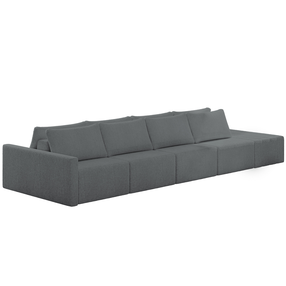 Sofá Ilha Modular Para Sala 392cm com Puff Dublin K01 Bouclê Cinza - Lyam Decor