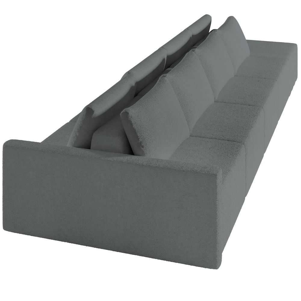 Sofá Ilha Modular Para Sala 392cm com Puff Dublin K01 Bouclê Cinza - Lyam Decor
