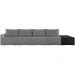 Sofá Ilha Modular Para Sala 392cm com Puff Dublin K01 Bouclê Cinza e Sintético Preto - Lyam Decor