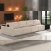 Sofá Ilha Modular Para Sala 392cm com Puff Dublin K01 Linho Bege e Sintético Preto - Lyam Decor