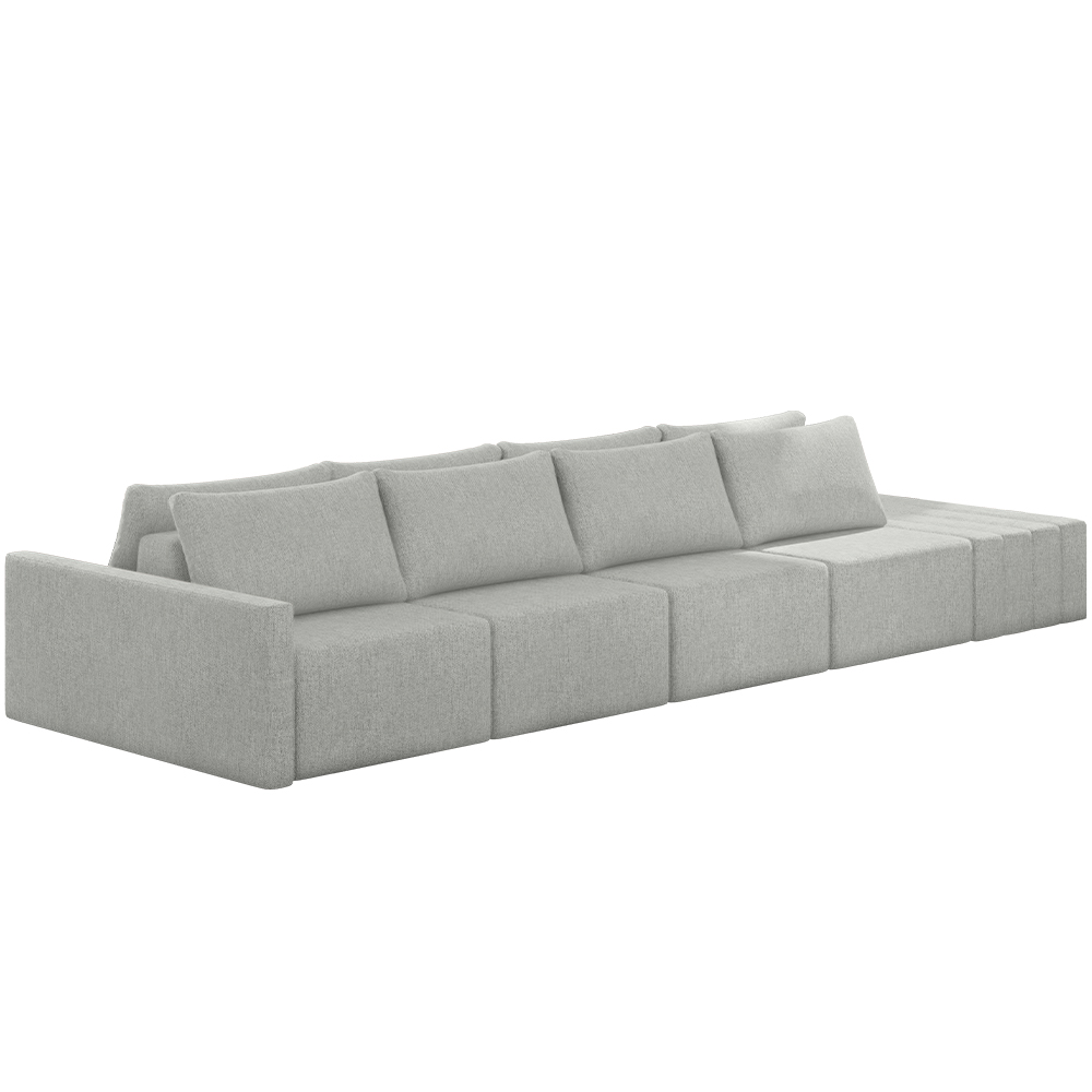 Sofá Ilha Modular Para Sala 392cm com Puff Dublin K01 Linho Cinza - Lyam Decor
