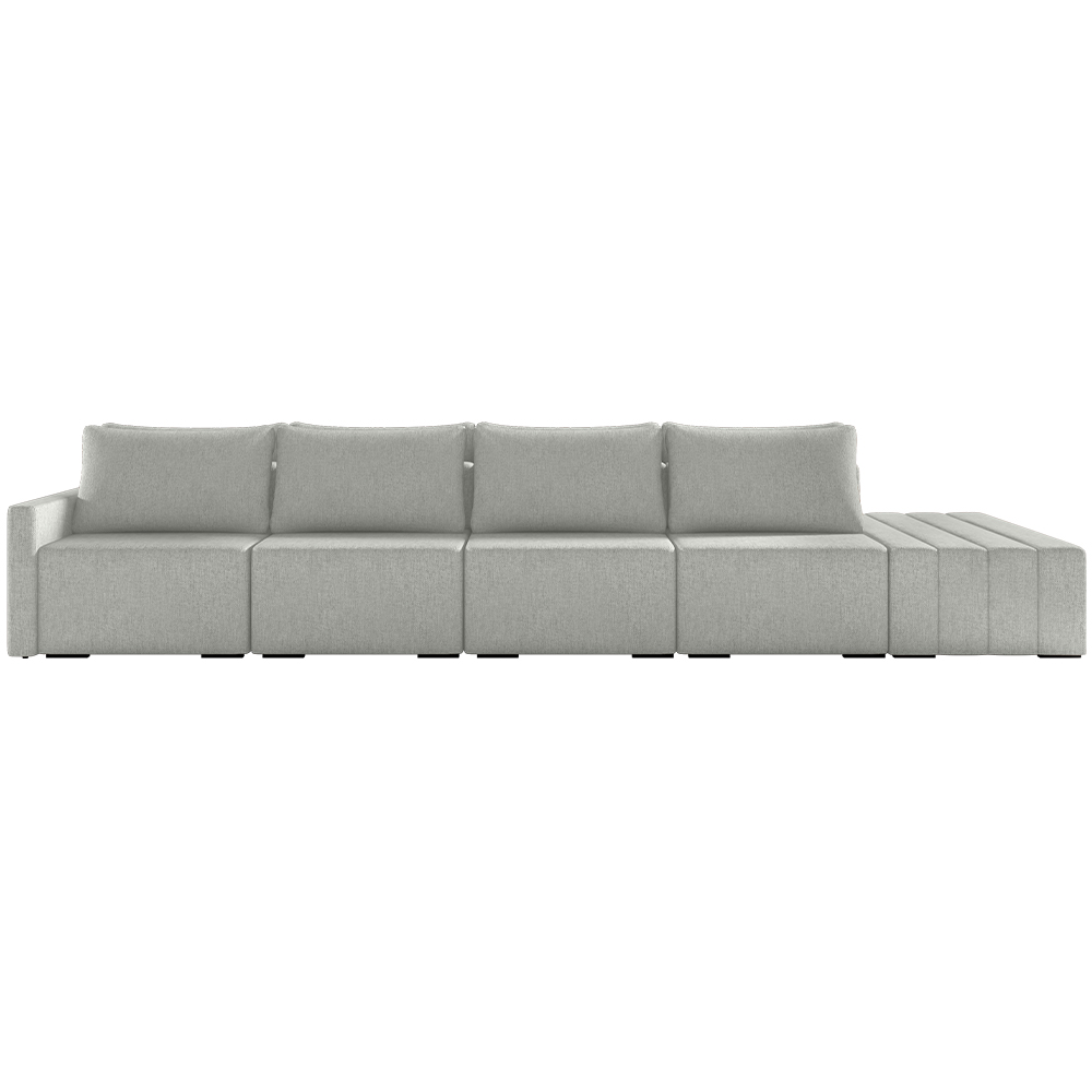 Sofá Ilha Modular Para Sala 392cm com Puff Dublin K01 Linho Cinza - Lyam Decor