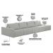 Sofá Ilha Modular Para Sala 392cm com Puff Dublin K01 Linho Cinza - Lyam Decor
