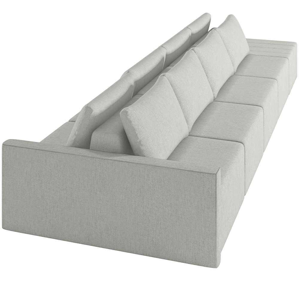 Sofá Ilha Modular Para Sala 392cm com Puff Dublin K01 Linho Cinza - Lyam Decor