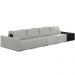 Sofá Ilha Modular Para Sala 392cm com Puff Dublin K01 Linho Cinza e Sintético Preto - Lyam Decor