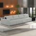Sofá Ilha Modular Para Sala 392cm com Puff Dublin K01 Linho Cinza e Sintético Preto - Lyam Decor