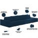 Sofá Ilha Modular Para Sala 392cm com Puff Dublin K01 Veludo Azul Marinho - Lyam Decor
