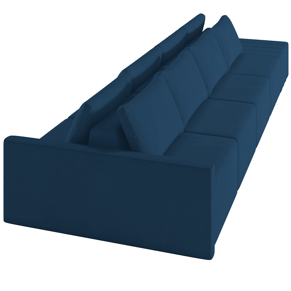 Sofá Ilha Modular Para Sala 392cm com Puff Dublin K01 Veludo Azul Marinho - Lyam Decor