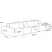 Sofá Ilha Modular Para Sala 392cm com Puff Dublin K01 Veludo Azul Marinho TA7028 e Sintético Preto TF7036