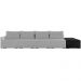 Sofá Ilha Modular Para Sala 392cm com Puff Dublin K01 Veludo Cinza TA7030 e Sintético Preto TF7036