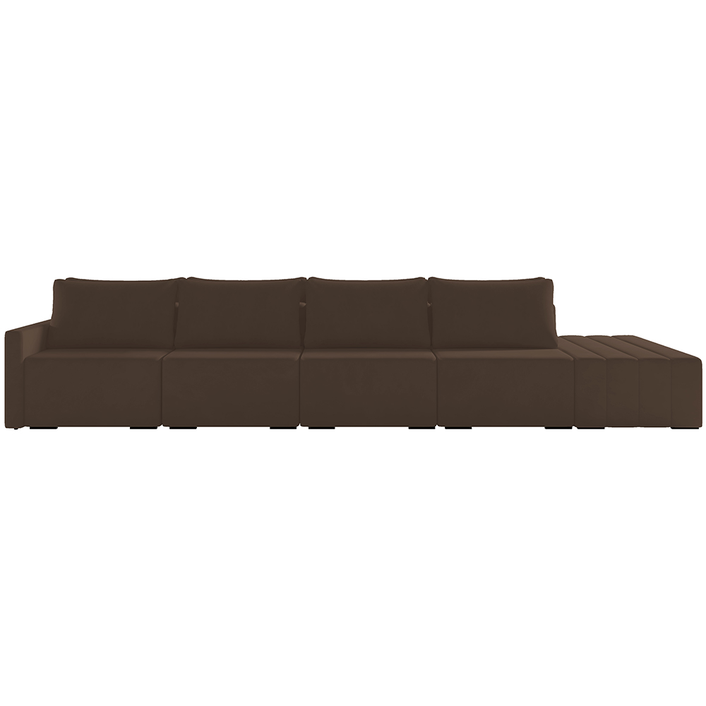 Sofá Ilha Modular Para Sala 392cm com Puff Dublin K01 Veludo Marrom - Lyam Decor