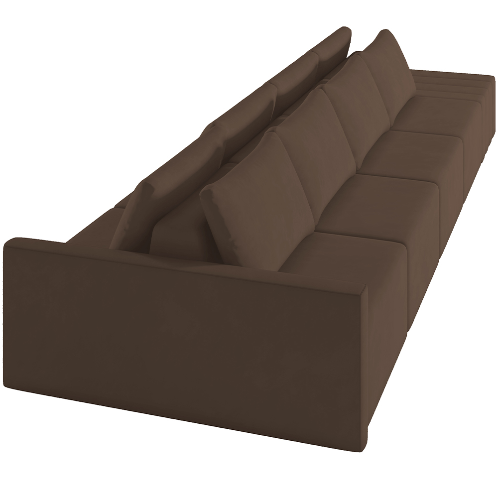 Sofá Ilha Modular Para Sala 392cm com Puff Dublin K01 Veludo Marrom - Lyam Decor