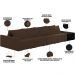 Sofá Ilha Modular Para Sala 392cm com Puff Dublin K01 Veludo Marrom TA7031 e Sintético Preto TF7036