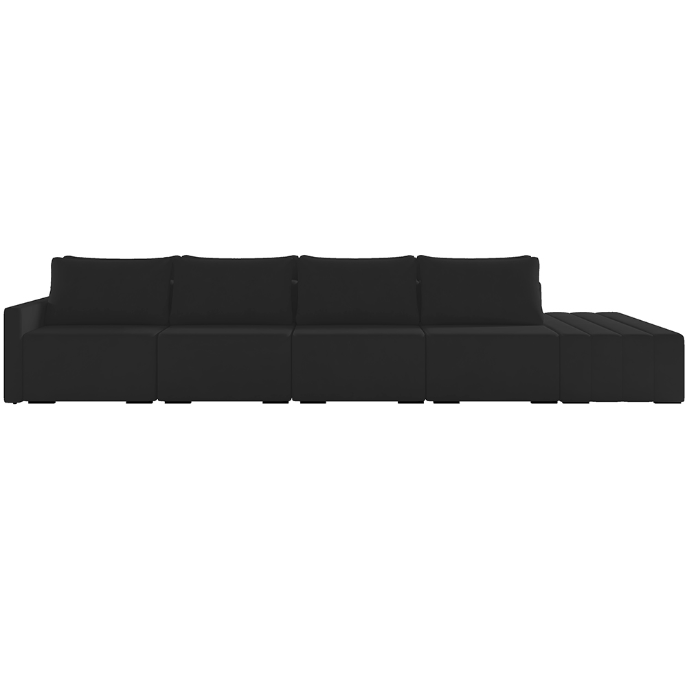 Sofá Ilha Modular Para Sala 392cm com Puff Dublin K01 Veludo Preto - Lyam Decor