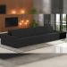 Sofá Ilha Modular Para Sala 392cm com Puff Dublin K01 Veludo Preto e Sintético Preto - Lyam Decor