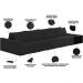 Sofá Ilha Modular Para Sala 392cm com Puff Dublin K01 Veludo Preto e Sintético Preto - Lyam Decor
