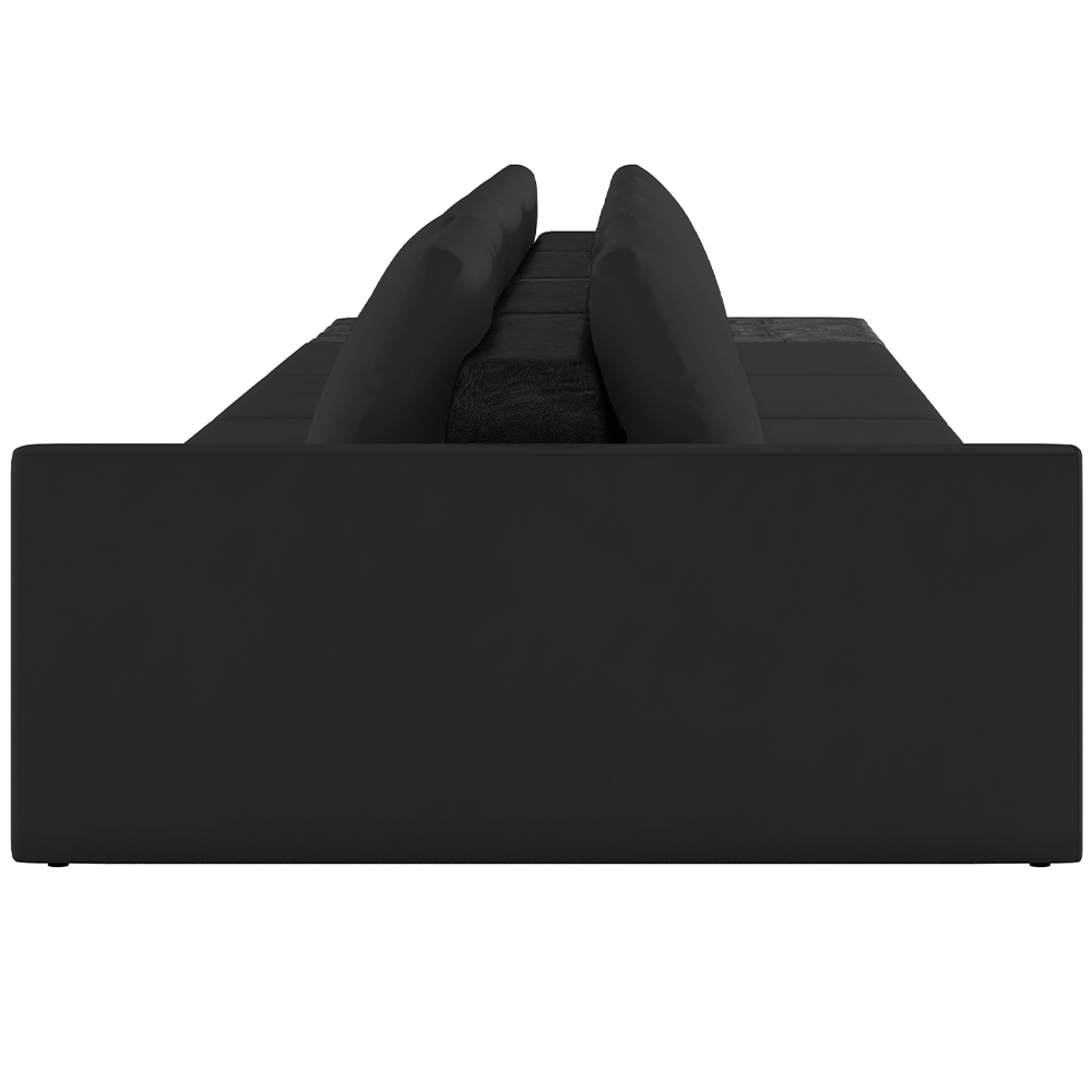 Sofá Ilha Modular Para Sala 392cm com Puff Dublin K01 Veludo Preto e Sintético Preto - Lyam Decor