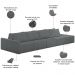 Sofá Ilha Modular Para Sala 432cm com Puff Dublin K01 Bouclê Cinza - Lyam Decor