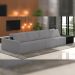 Sofá Ilha Modular Para Sala 432cm com Puff Dublin K01 Bouclê Cinza e Sintético Preto - Lyam Decor