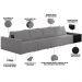 Sofá Ilha Modular Para Sala 432cm com Puff Dublin K01 Bouclê Cinza e Sintético Preto - Lyam Decor