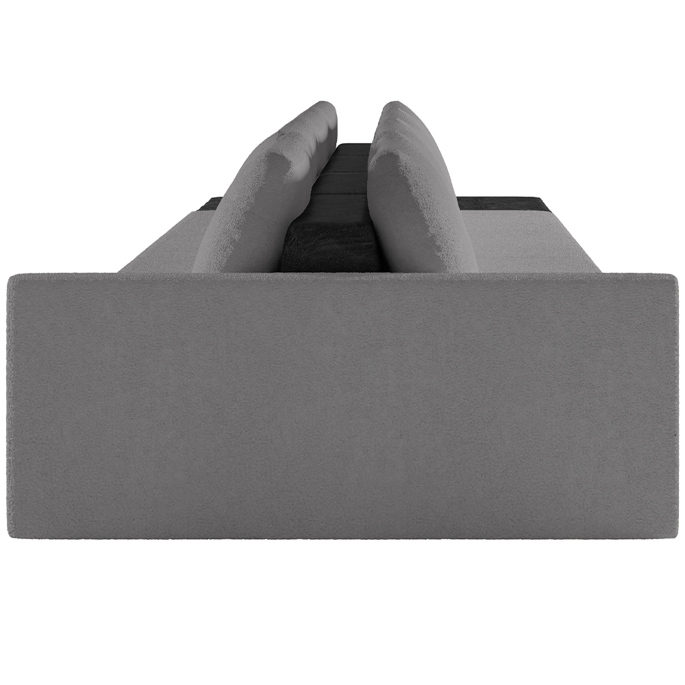 Sofá Ilha Modular Para Sala 432cm com Puff Dublin K01 Bouclê Cinza e Sintético Preto - Lyam Decor