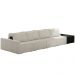 Sofá Ilha Modular Para Sala 432cm com Puff Dublin K01 Bouclê Creme e Sintético Preto - Lyam Decor
