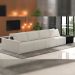 Sofá Ilha Modular Para Sala 432cm com Puff Dublin K01 Bouclê Creme e Sintético Preto - Lyam Decor