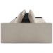Sofá Ilha Modular Para Sala 432cm com Puff Dublin K01 Bouclê Creme e Sintético Preto - Lyam Decor
