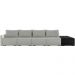 Sofá Ilha Modular Para Sala 432cm com Puff Dublin K01 Linho Cinza e Sintético Preto - Lyam Decor