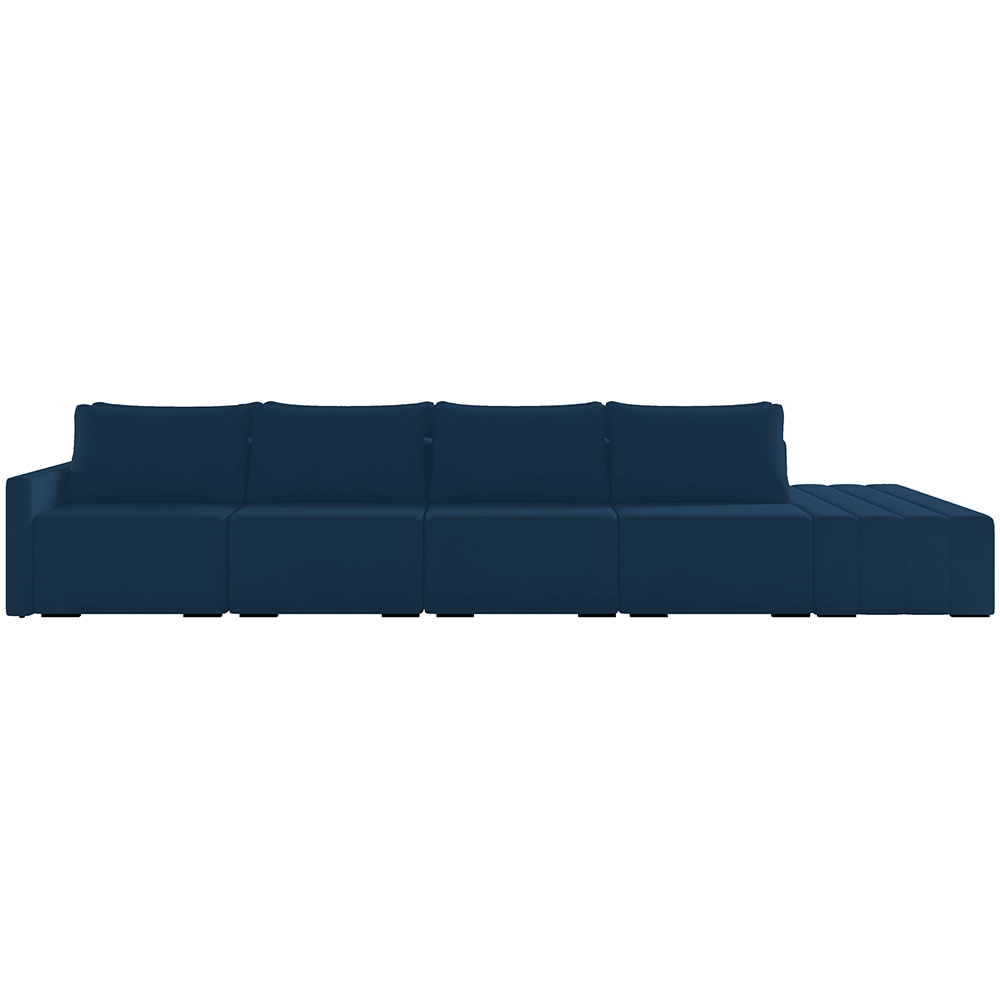 Sofá Ilha Modular Para Sala 432cm com Puff Dublin K01 Veludo Azul Marinho - Lyam Decor