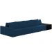 Sofá Ilha Modular Para Sala 432cm com Puff Dublin K01 Veludo Azul Marinho TA7028 e Sintético Preto TF7036
