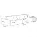 Sofá Ilha Modular Para Sala 432cm com Puff Dublin K01 Veludo Azul Marinho TA7028 e Sintético Preto TF7036