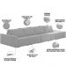 Sofá Ilha Modular Para Sala 432cm com Puff Dublin K01 Veludo Cinza - Lyam Decor