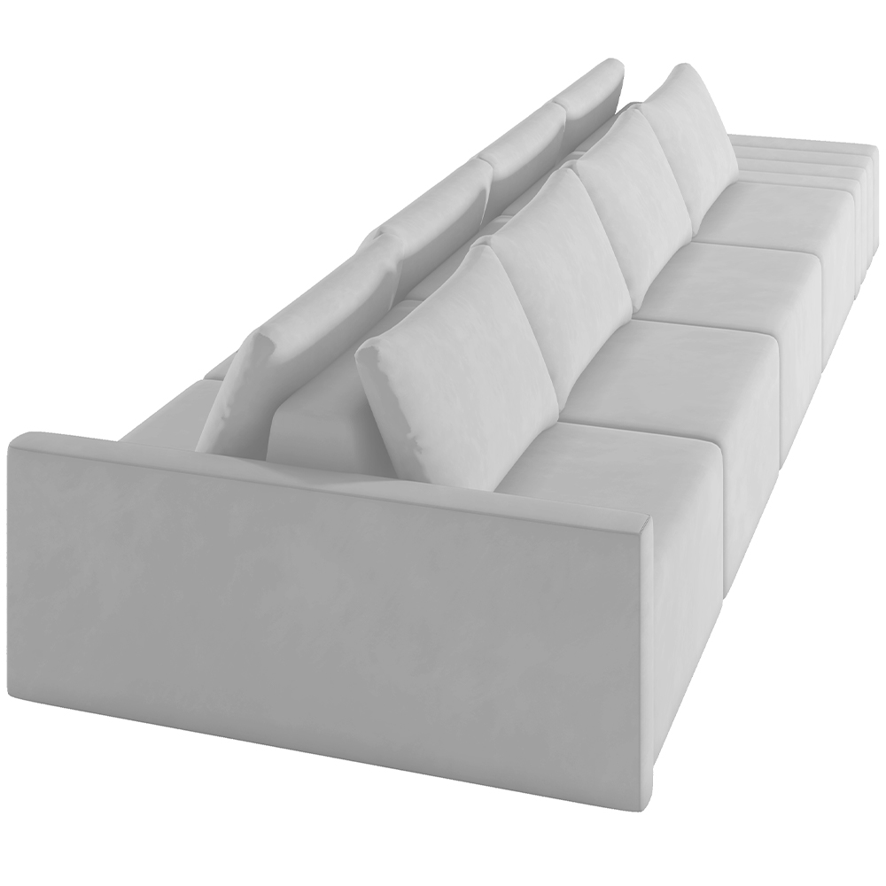 Sofá Ilha Modular Para Sala 432cm com Puff Dublin K01 Veludo Cinza - Lyam Decor