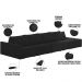 Sofá Ilha Modular Para Sala 432cm com Puff Dublin K01 Veludo Preto - Lyam Decor
