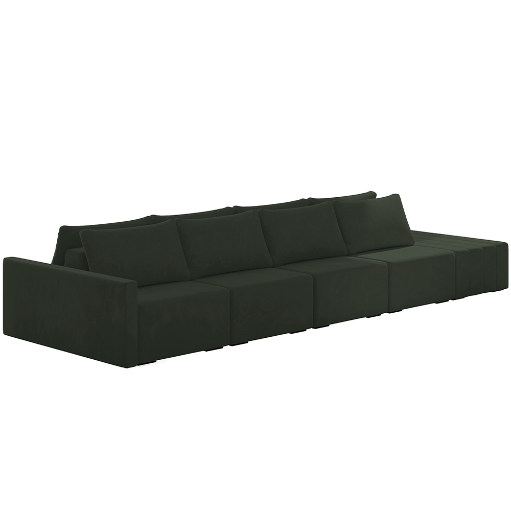 Sofá Ilha Modular Para Sala 432cm com Puff Dublin K01 Veludo Verde - Lyam Decor