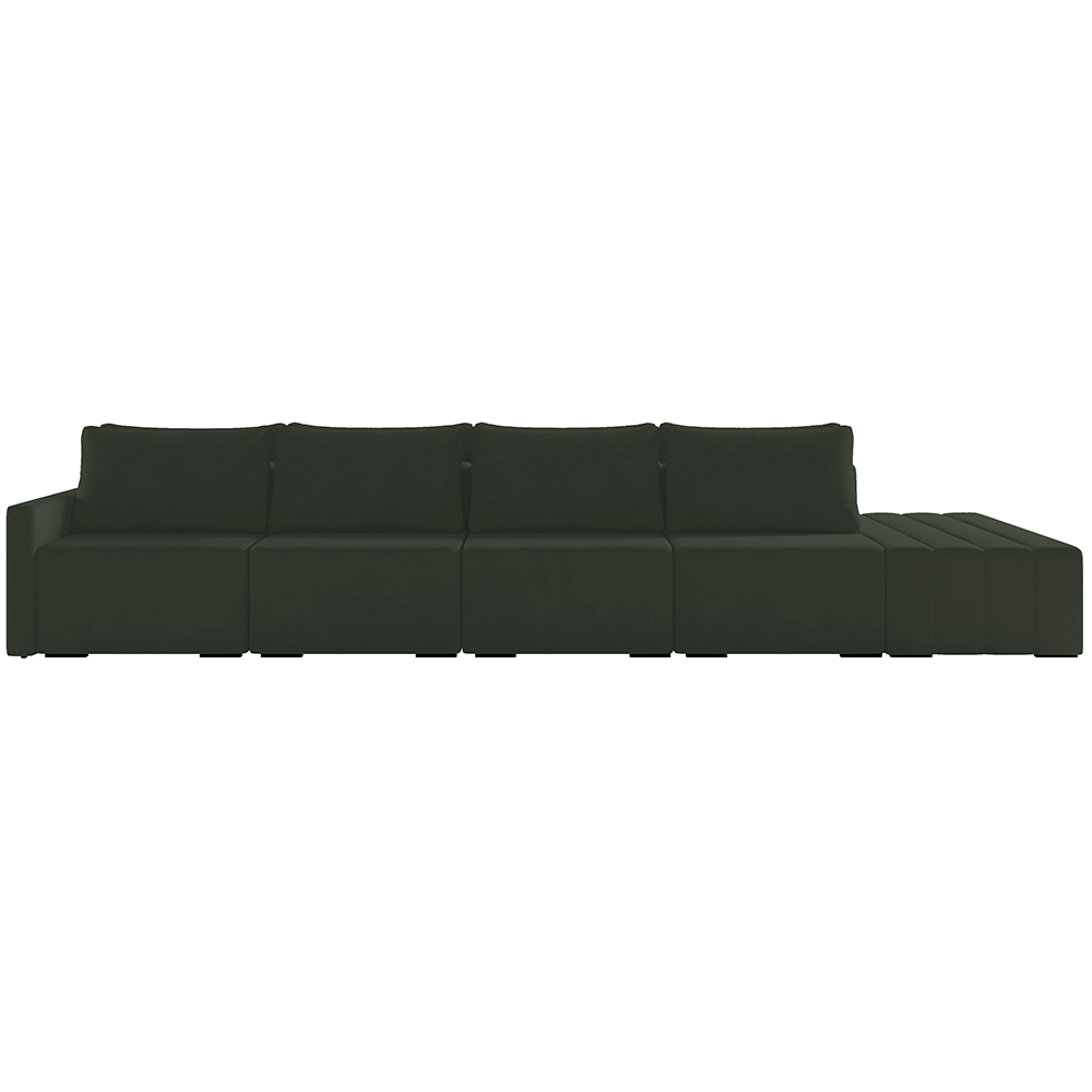 Sofá Ilha Modular Para Sala 432cm com Puff Dublin K01 Veludo Verde - Lyam Decor